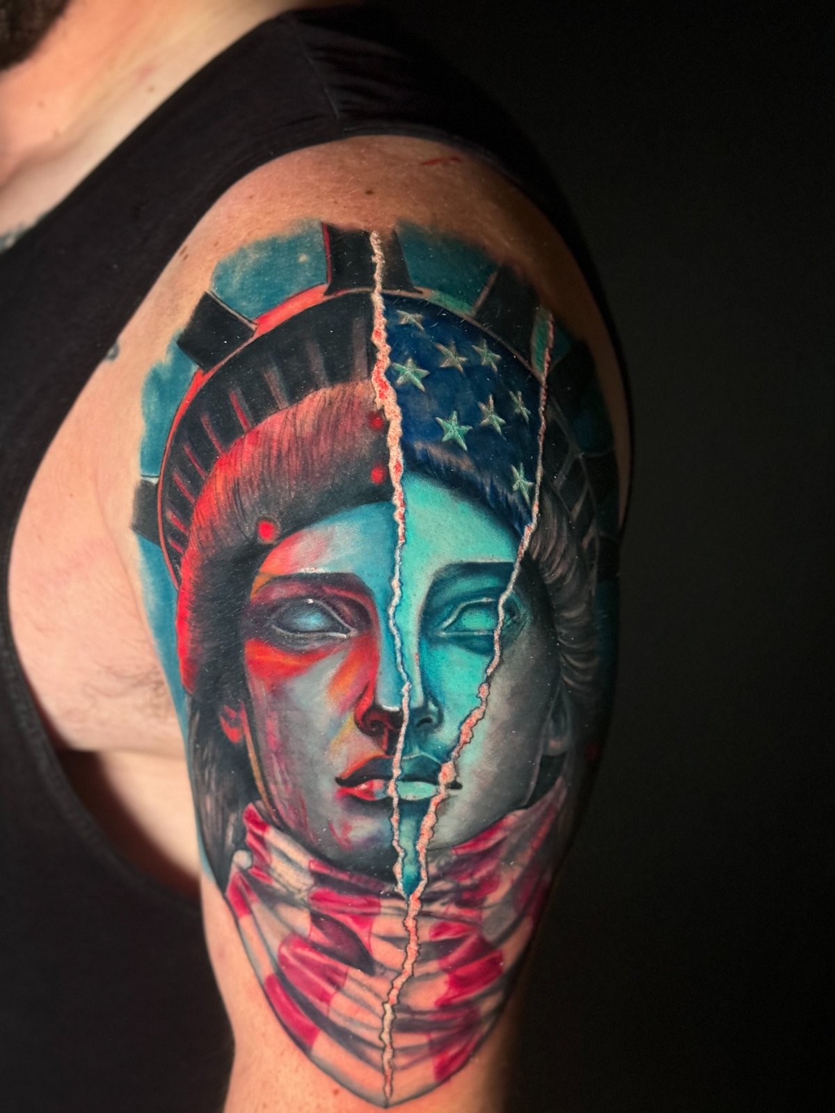 Color illustrated portrait tattoo