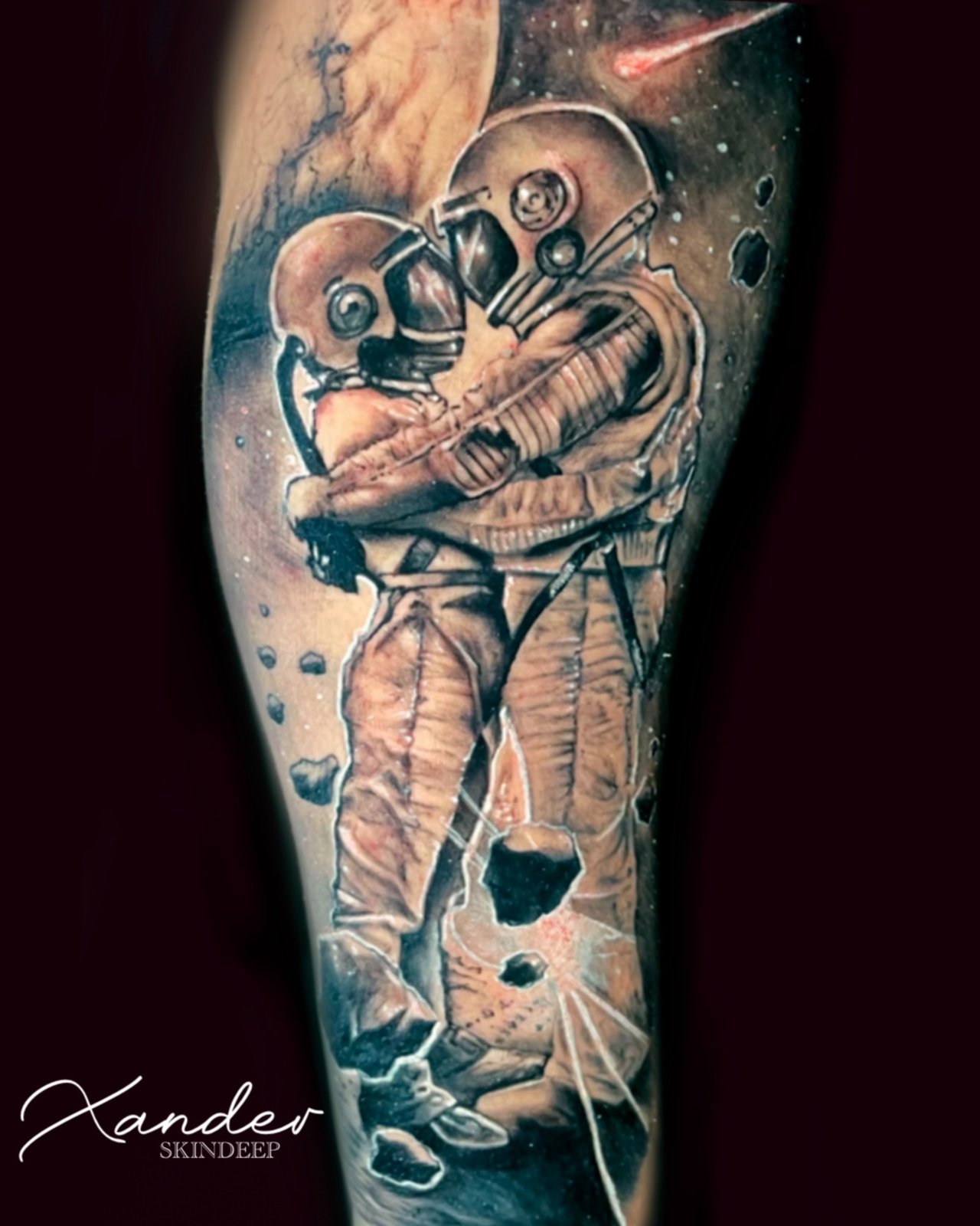 Black and grey fantasy tattoo